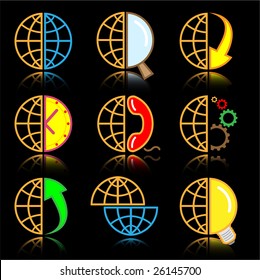 Vector internet icons. Globe set. Simply change.