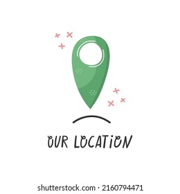 Ilustración vectorial de internet. Geo tag - nuestra ubicación.