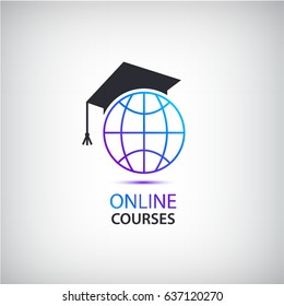 Vector internet learning, teaching, online courses logo, icon, concept