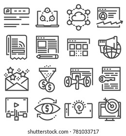 Vector internet marketing icon set in thin line style