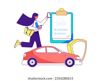 Vector Internet Operation handgezeichnet Illustration von Menschen erhalten Rabatte für den Tankwagen