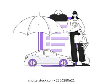 Vector internet operation hand-drawn illustration of people getting discounts for refueling the car