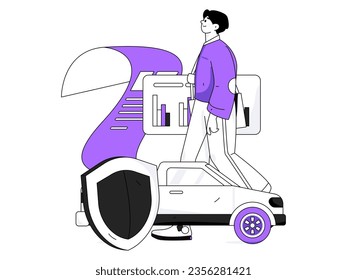 Vector Internet Operation handgezeichnet Illustration von Menschen erhalten Rabatte für den Tankwagen