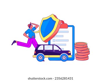 Vector internet operation hand-drawn illustration of people getting discounts for refueling the car