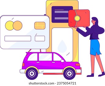 Obtención de imágenes a mano de las personas que reciben descuentos para reabastecer el coche
