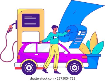 Vector Internet Operation handgezeichnet Illustration von Menschen erhalten Rabatte für den Tankwagen
