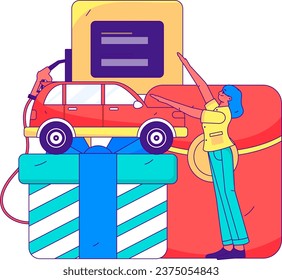 Obtención de imágenes a mano de las personas que reciben descuentos para reabastecer el coche
