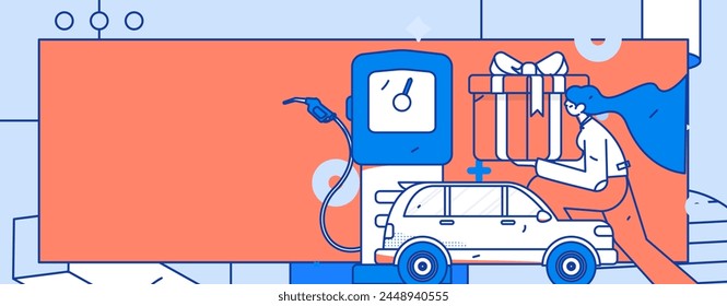 Vector de operaciones de Internet dibujado a mano ilustración de personas que reciben descuentos por repostar sus coches
