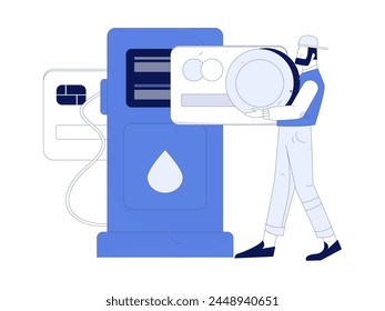Vector Internet operation hand-drawn illustration of people getting discounts for refueling their cars
