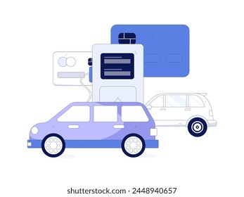 Vector Internet operation hand-drawn illustration of people getting discounts for refueling their cars
