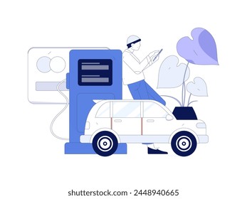 Vector Internet operation hand-drawn illustration of people getting discounts for refueling their cars
