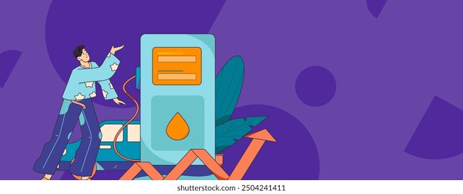 Vector Internet operation hand-drawn illustration of people getting discounts for refueling their cars
