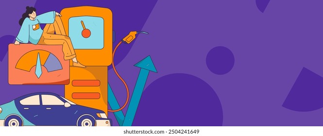 Vector Internet operación dibujado a mano ilustración de personas que obtienen descuentos para repostar sus coches

