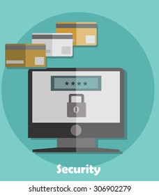 Vector internet payment security concepts and icons in flat style - identification and protection with password Password security window