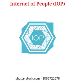 Vector Internet of People (IOP) digital cryptocurrency logo. Internet of People (IOP) icon. Vector illustration isolated on white background.