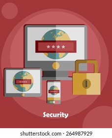 Vector internet security concepts and icons in flat style - identification and protection with password Password security window