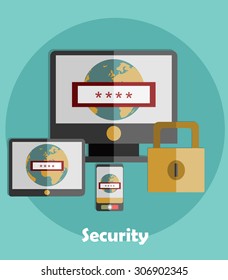 Vector internet security concepts and icons in flat style - identification and protection with password Password security window