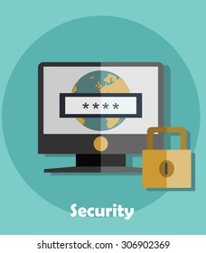 Vector internet security concepts and icons in flat style.