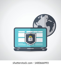 Vector internet security icon. Online safety, data protection. 