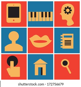Vector internet social marketing icons retro 
