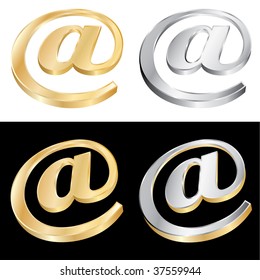 vector internet symbol in gold and silver