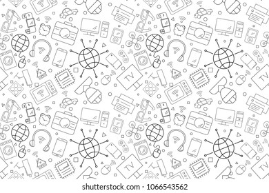 Vector internet of things pattern. Internet of things seamless background