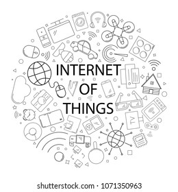 Vector internet of thinks pattern with word . Internet of things background