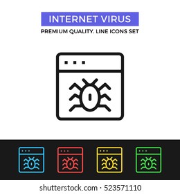 Vector internet virus icon. Malicious software. Premium quality graphic design. Modern signs, outline symbols collection, simple thin line icons set for websites, web design, mobile app, infographics