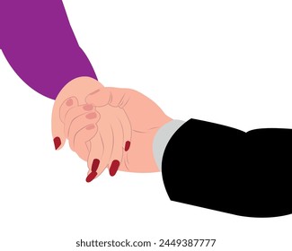 vector interracial couple holding hands