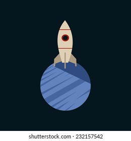 Vector interstellar illustration with planet in space