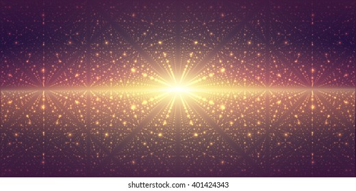 Vector interstellar space background.Cosmic galaxy illustration.Background with nebula, stardust and bright shining stars.Vector Illustration for party flyers,artwork, brochures, posters.