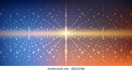 Vector interstellar space background.Cosmic galaxy illustration.Background with nebula, stardust and bright shining stars.Vector Illustration for party flyers,artwork, brochures, posters.