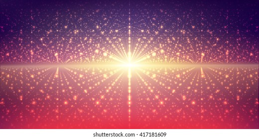 Vector interstellar space background.Cosmic galaxy illustration.Background with nebula, stardust and bright shining stars.Vector Illustration for party ,artwork, brochures, posters.