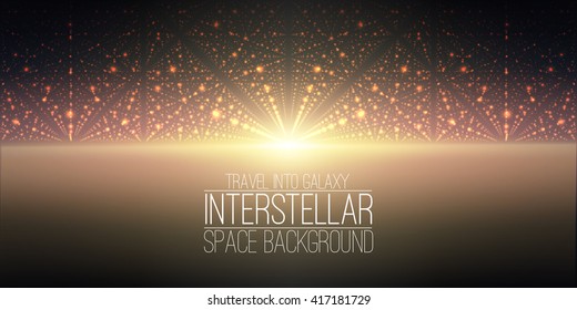 Vector interstellar space background.Cosmic galaxy illustration.Background with nebula, stardust and bright shining stars.Vector Illustration for party ,artwork, brochures, posters.