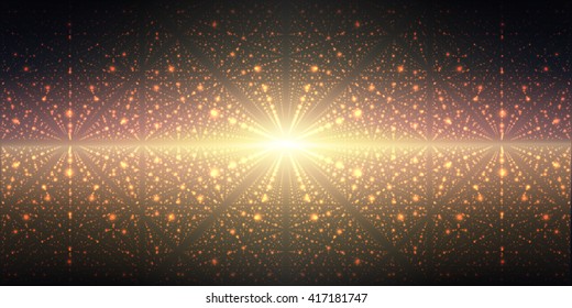 Vector interstellar space background.Cosmic galaxy illustration.Background with nebula, stardust and bright shining stars.Vector Illustration for party ,artwork, brochures, posters.
