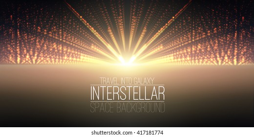 Vector interstellar space background.Cosmic galaxy illustration.Background with nebula, stardust and bright shining stars.Vector Illustration for party ,artwork, brochures, posters.