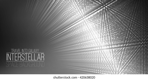 Vector interstellar space background.Cosmic galaxy illustration.Background with nebula, stardust and bright shining stars.Vector Illustration for party flyers,artwork, brochures, posters.