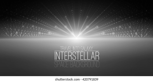 Vector interstellar space background.Cosmic galaxy illustration.Background with nebula, stardust and bright shining stars.Vector Illustration for party flyers,artwork, brochures, posters.