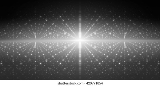 Vector interstellar space background.Cosmic galaxy illustration.Background with nebula, stardust and bright shining stars.Vector Illustration for party flyers,artwork, brochures, posters.