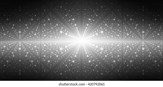 Vector interstellar space background.Cosmic galaxy illustration.Background with nebula, stardust and bright shining stars.Vector Illustration for party flyers,artwork, brochures, posters.