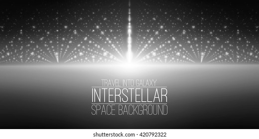 Vector interstellar space background.Cosmic galaxy illustration.Background with nebula, stardust and bright shining stars.Vector Illustration for party flyers,artwork, brochures, posters.