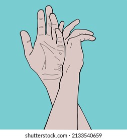 vector of intertwined hands with a light blue background