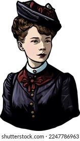 Vector of investigative reporter Nellie Bly (1864-1922) svg
