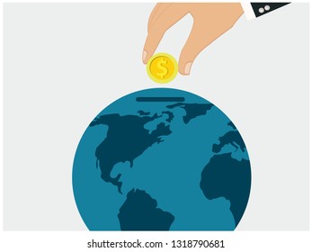 Vector investment concepts in flat style - invest money in earth, real estate, start up and charity 