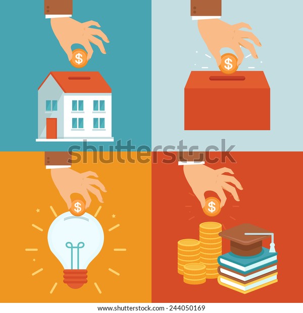 Vector Investment Concepts Flat Style Invest Stock Vector (Royalty Free