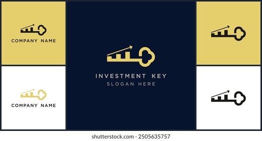 Vector of investment key logo dan icon design template, can be used in various media easily, editable