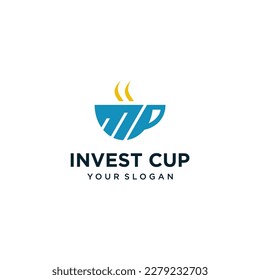 diseño de logotipo de inversión vectorial con taza