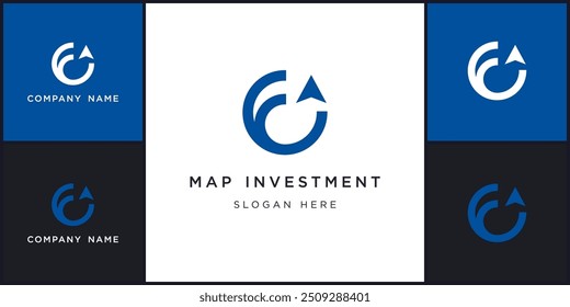 vetor de mapeamento de investimento logotipo e ícones, pode ser usado em várias mídias facilmente, editável