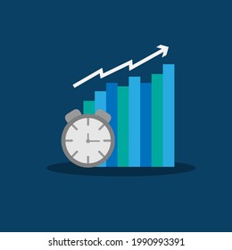 vector investment time , saving investment, , time growing, investing need time, flat design, time for return