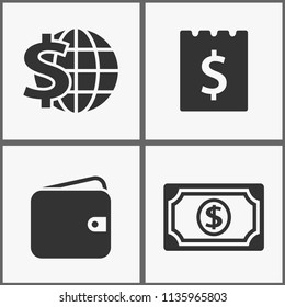 Vector investments money icons set - financial invest illustration isolated on white. Simple pictogram for graphic and web design.